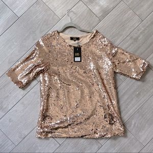 Rose Gold Sequin Tunic Top Christmas Minidress